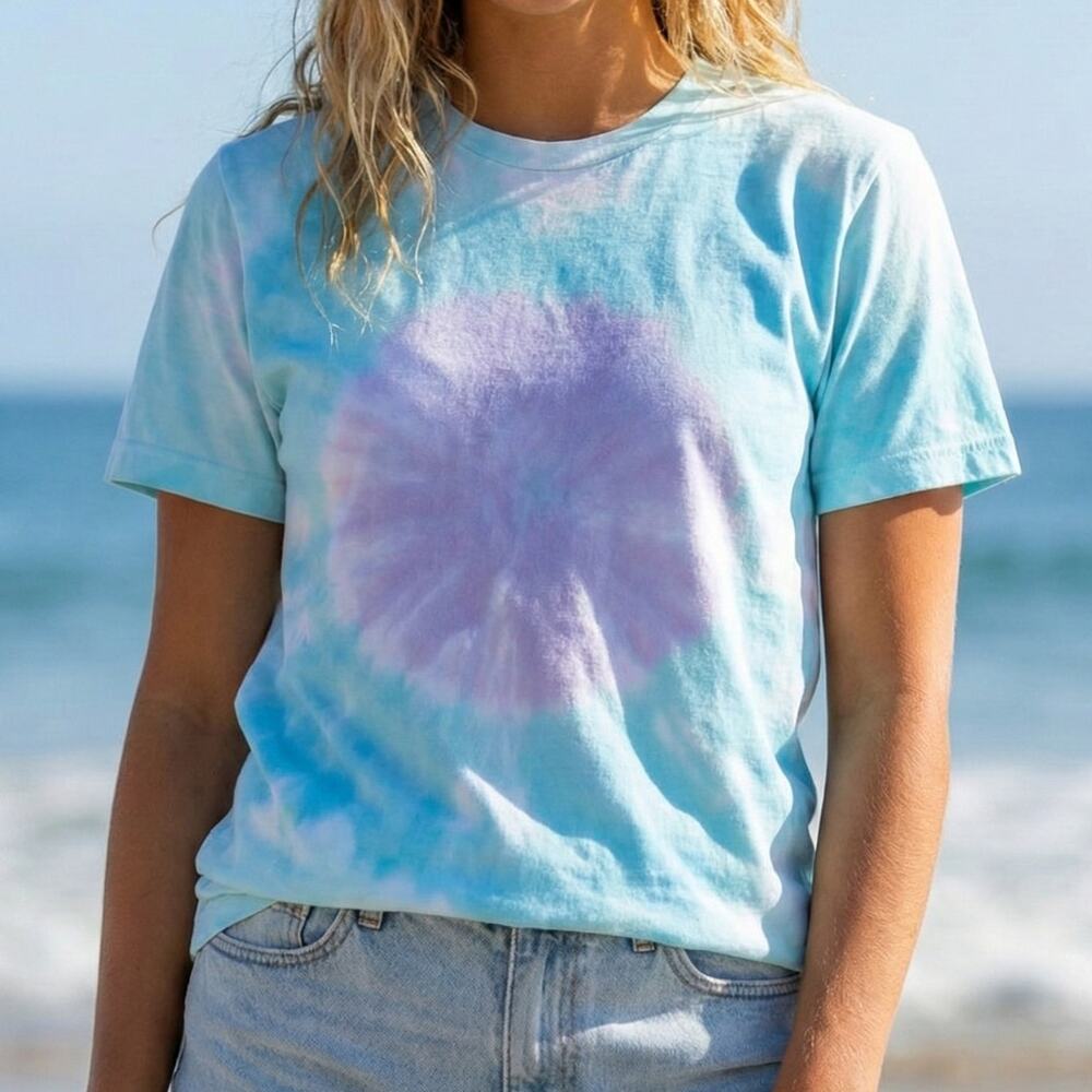 Bella Canvas Medium Blue Purple Tie Dye Shirt T-Shirt Short Sleeve